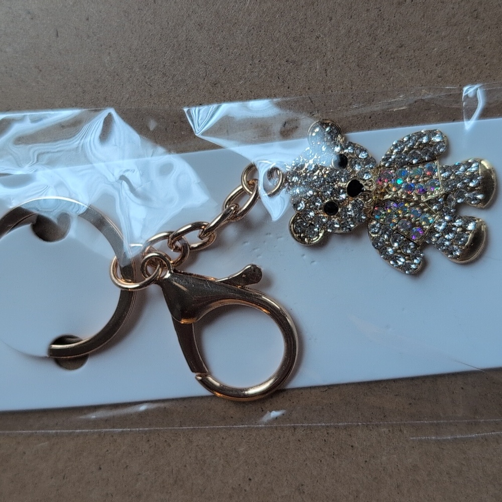 Gold and Silver Teddy Bear Keychain Bag Charm - Picture 9 of 9